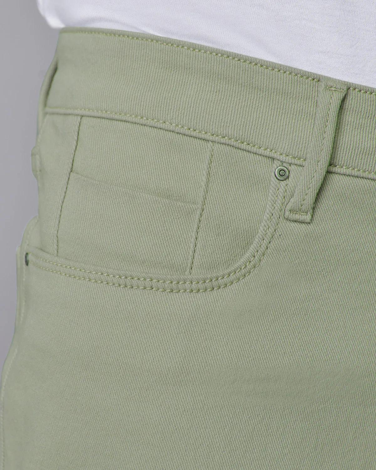 Smoked Twill Stretch Jeans - Light Green