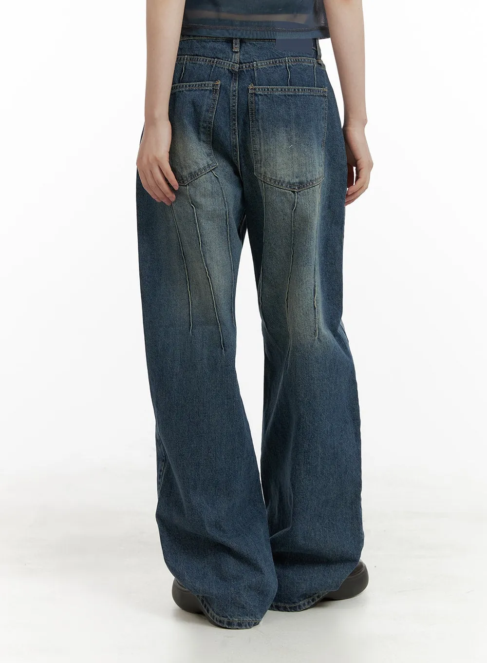 Stitched Detail Slim Fit Baggy Jeans CA412