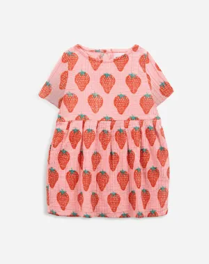 STRAWBERRY ALL OVER WOVEN DRESS