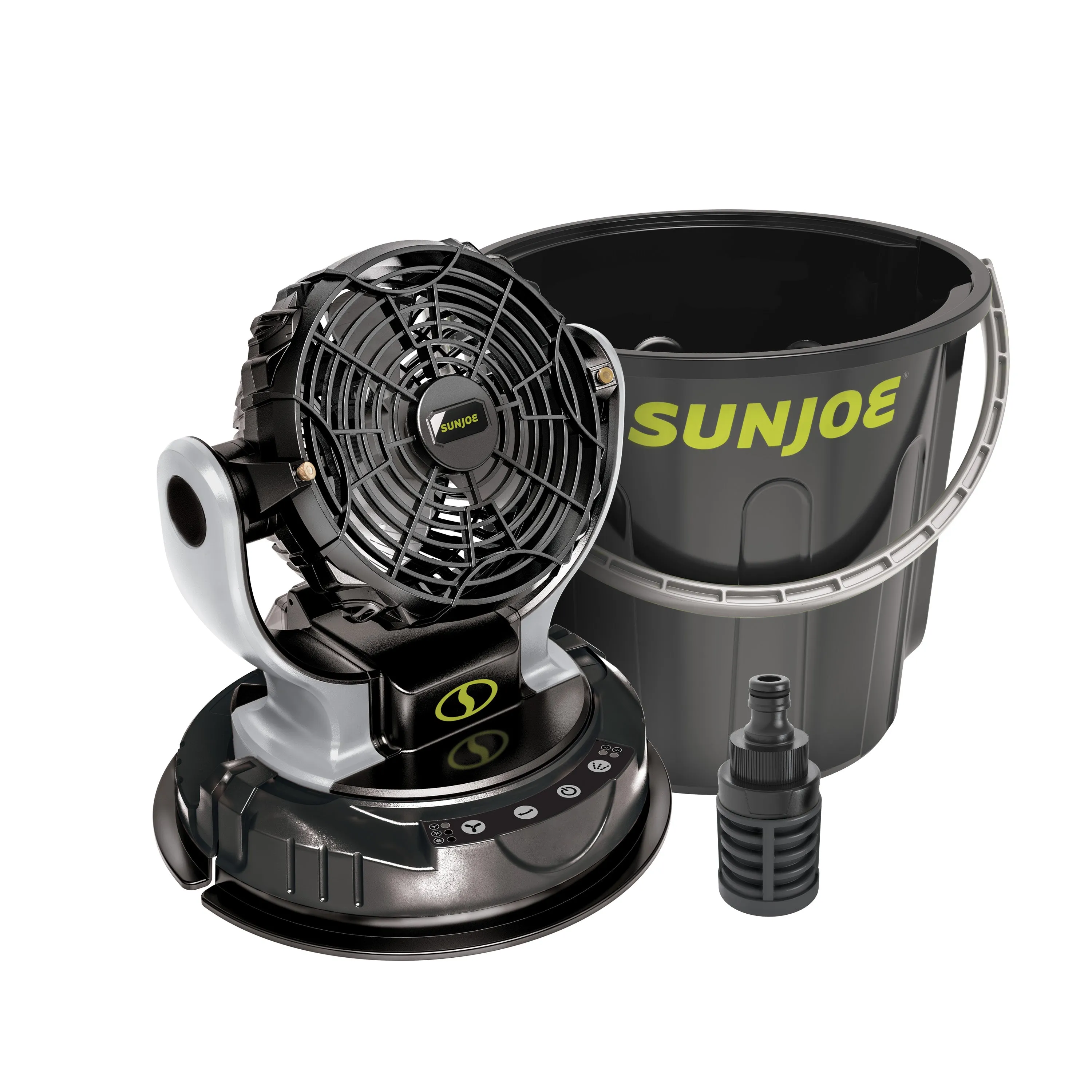 Sun Joe 24V-MSTFAN-LTE 24-Volt* IONMAX Cordless Indoor/Outdoor Misting Fan Kit W/ 6-Gallon Portable Bucket | 60 Sq. Ft. Coverage | W/ 2.0-Ah Battery   Charger