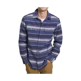 The North Face Men's Arroyo Flannel Shirt - Cave Blue Large Half Dome Stripe